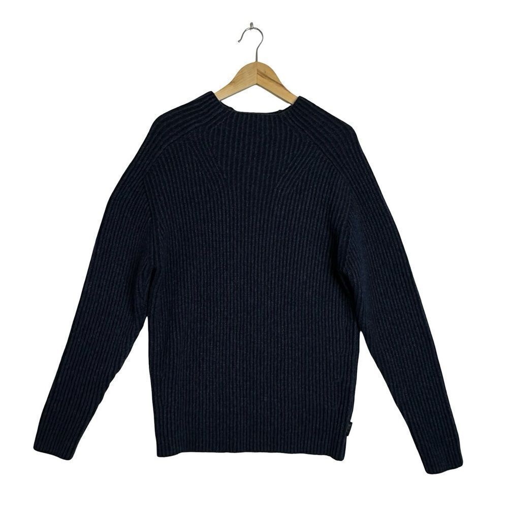 WOOLRICH Vintage Navy Heathered Ribbed Crewneck Sweater Size Medium
